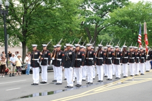 Column of Honor Guards of the U.S. Marine Corps in National Memorial Day Parade May 25, 2009 in Washington, D.C. Photo credit: ID 9550915 © Khabar | Dreamstime.com   